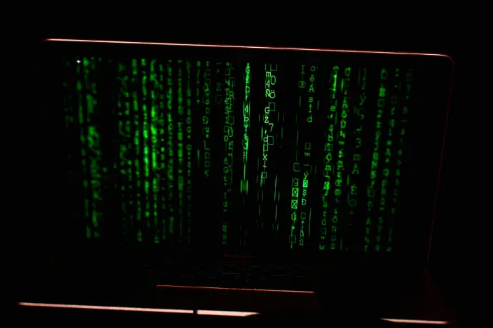 a computer screen with green lights